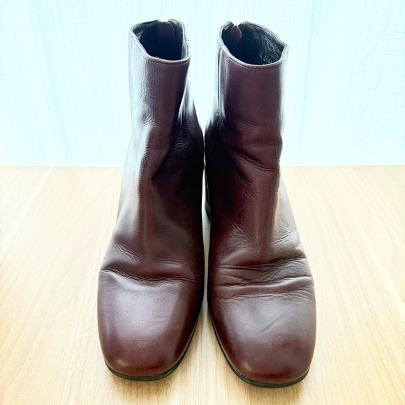 Stuart Weitzman brown leather block heel ankle boots - size 7 - Picture 4 of 6